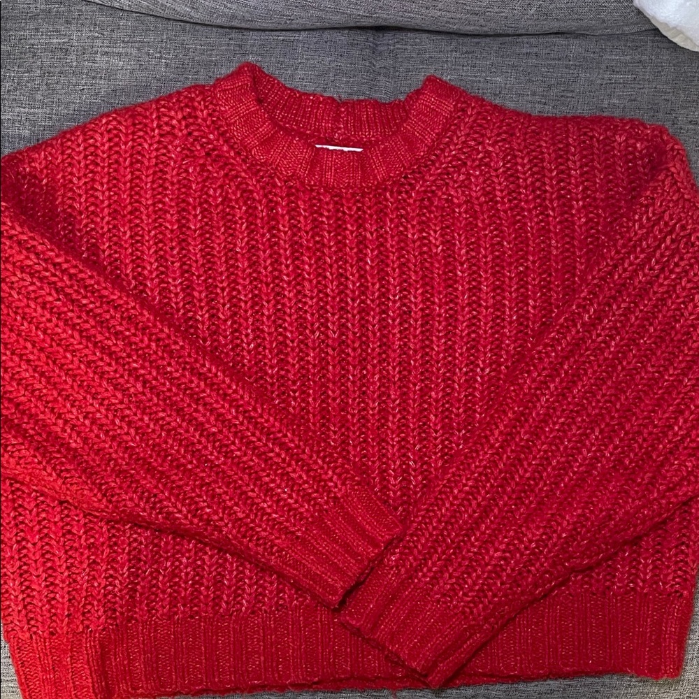 American Eagle Red Cable Knit Sweater